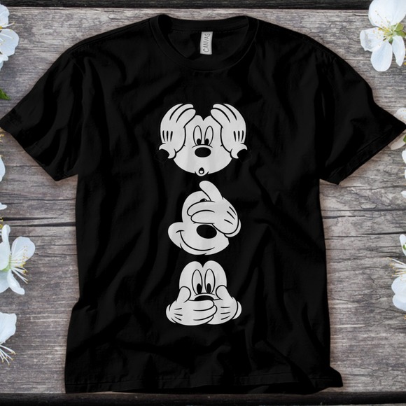Disney Mickey Mouse Three Faces T-Shirt Unisex Adult T-shirt Kid Shirt - Picture 1 of 2